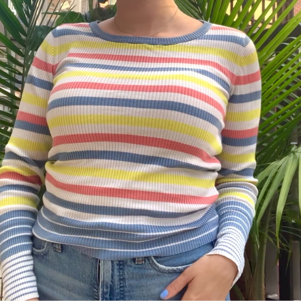 Striped Ribbed Long Sleeve Top